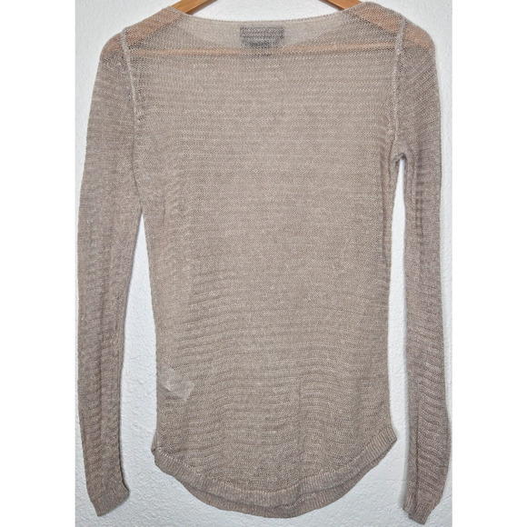 Tahari Sweater Womens XS Beige Linen Boat Neck Open Knit Minimalist Lightweight - Picture 3 of 10